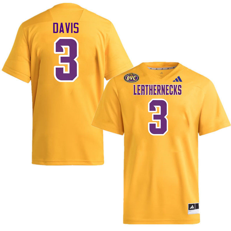 Western Illinois Leathernecks #3 Demari Davis College Football Jerseys,Uniforms-Gold
